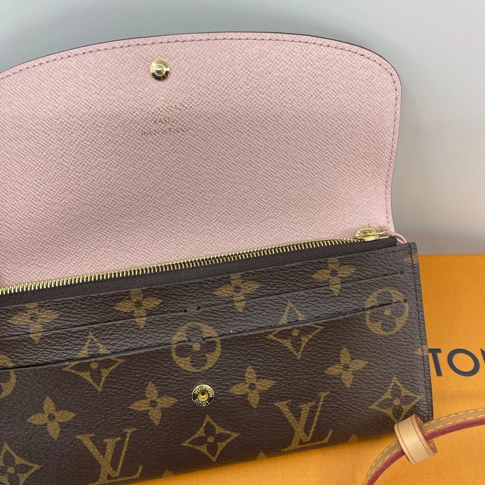Louis Vuitton Monogram Emilie Wallet on Strap Rose Ballerine M61289 - Picture 8 of 14